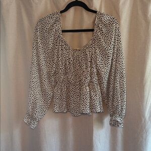 Altar'd State Cream and Black Dotted Blouse
